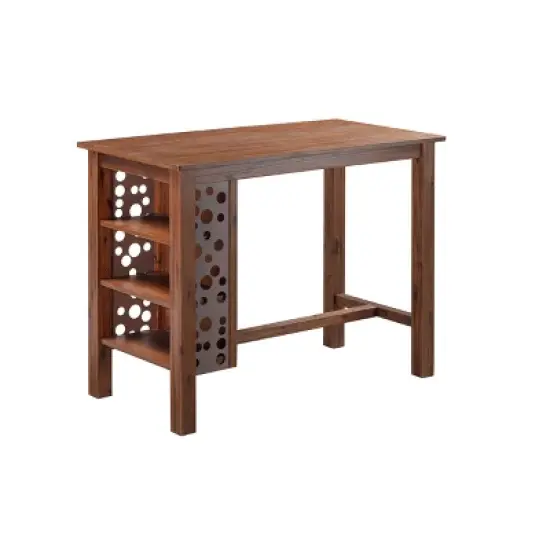 3pc Rectangular Brittany Bar Height Dining Set Wire Brushed Finish Chestnut - Boraam image {2}