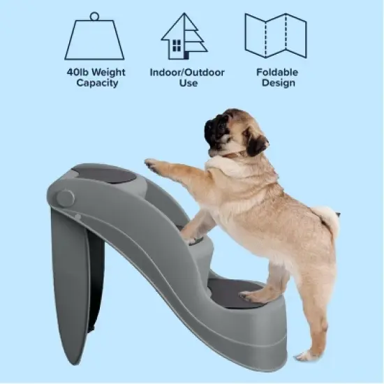 Pet Adobe 3-Step Pet Stairs for Small Dogs, Gray image {4}