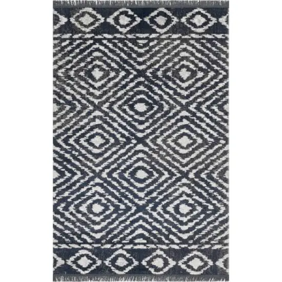 nuLOOM Zaria Diamond Tiles Fringed Indoor/Outdoor Patio Area Rug image {6}
