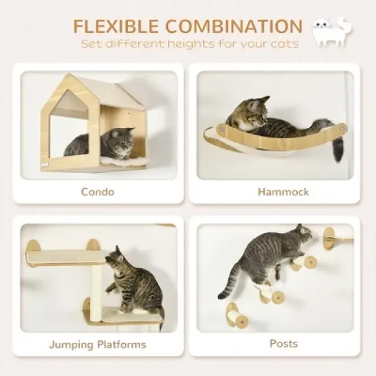 Multipet Wall-Mounted Cat Tree Climbing Playground with Cat Hammocks image {2}
