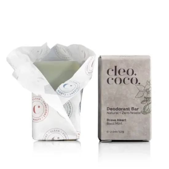 cleo+coco. Plastic Free Natural Deodorant Bar For Men and Women &ndash; Aluminum Free - Basil Mint - 2oz image {1}