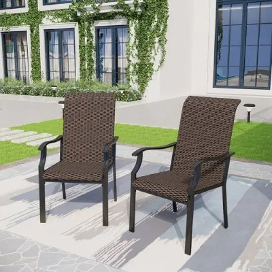 3pc Patio Conversation Set with Wicker Rattan Chairs & Round Coffee Table - Captiva Designs image {4}