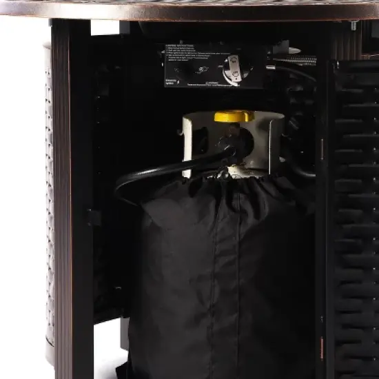 5pc Outdoor Dining Set with 34" Aluminum Round Basket Weave Design Fire Table, Deep Seating Swivel Rocking Chairs & Covers - Oakland Living image {9}