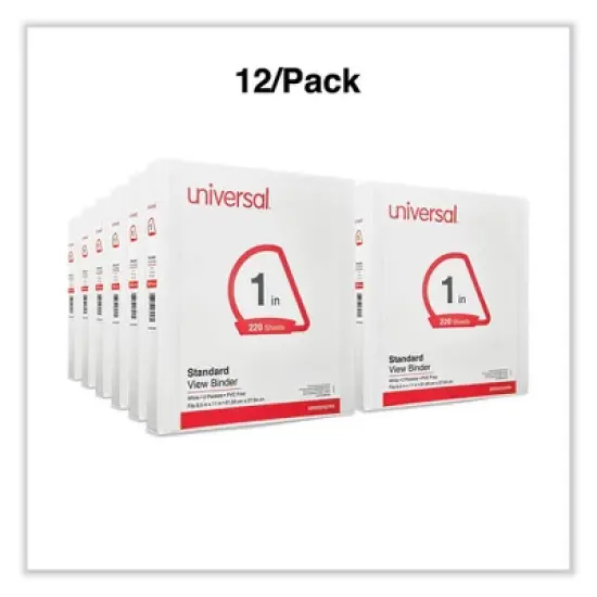 Universal Slant D-Ring View Binder, 3 Rings, 1" Capacity, 11 x 8.5, White, 12/Carton image {2}