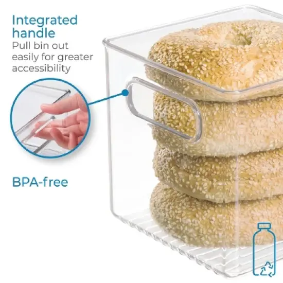 iDESIGN 4pc Recycled Plastic Refrigerator Organizer Bin Set: Clear Kitchen Storage, Dishwasher-Safe image {3}