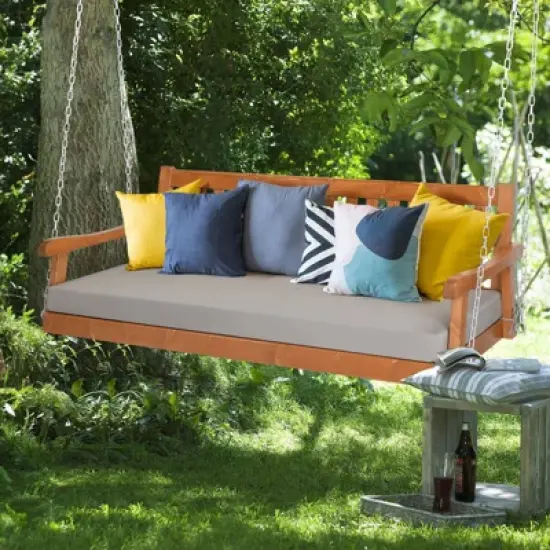 Karl Home 6.3 FT Solid Wood Porch Swing with Cushion image {6}