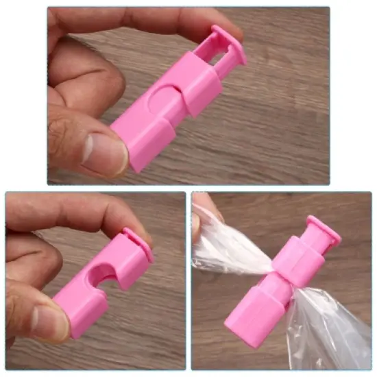 Unique Bargains Plastic Easy Squeeze Lock Food Bag Cinch Clips 10 Pcs image {3}
