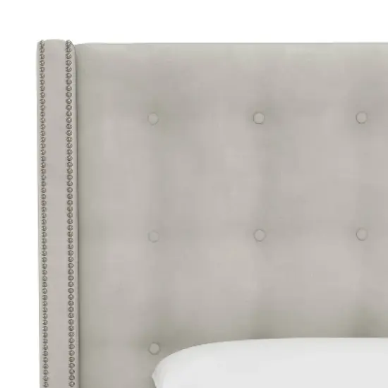 Nail Button Tufted Wingback Velvet Headboard  - Skyline Furniture image {3}