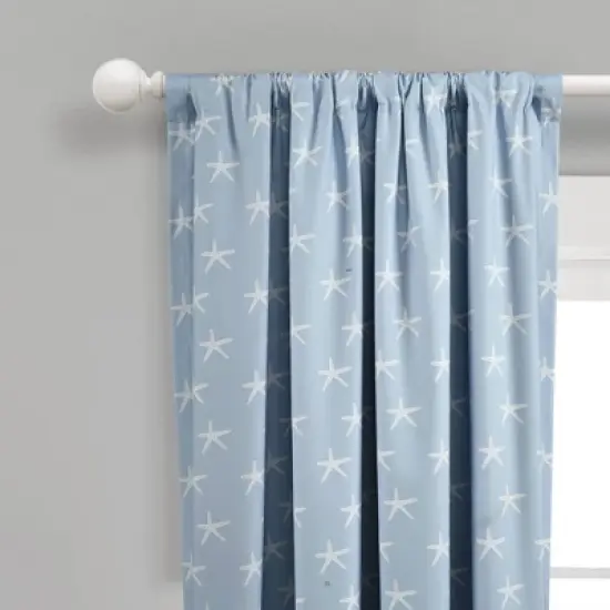 84"x52" Seaside Starfish Blackout Window Curtain Panel Blue - Lush D&eacute;cor image {1}