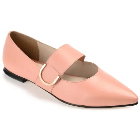 Journee Signature Womens Genuine Leather Emerence Loafer Pointed Toe Slip On Flats image {11}
