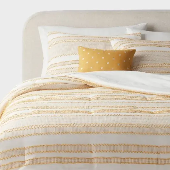 8pc Clipped Jacquard Striped Comforter and Sheet Set Yellow - Threshold&trade; image {7}