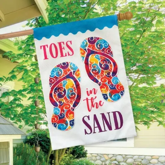 Toes In The Sand Summer Burlap House Flag Flip Flops 28" x 40" Briarwood Lane image {2}