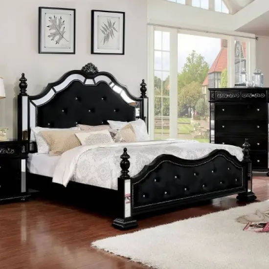 Queen Washington Upholstered Adult Bed Black - HOMES: Inside + Out image {1}
