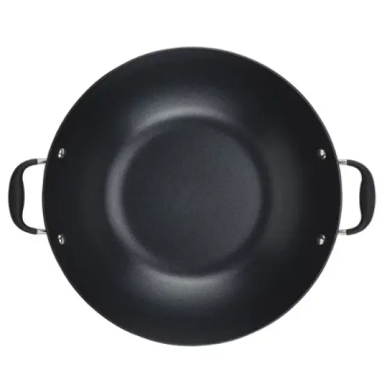 Anolon Advanced Home 14" Hard Anodized Nonstick Wok with Side Handle and Lid Onyx image {9}