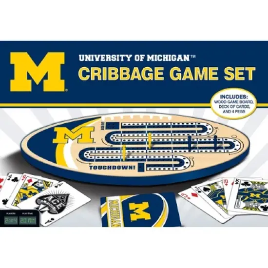 MasterPieces Officially Licensed  NCAA Michigan Wolverines Wooden Cribbage Game for Adults image {1}