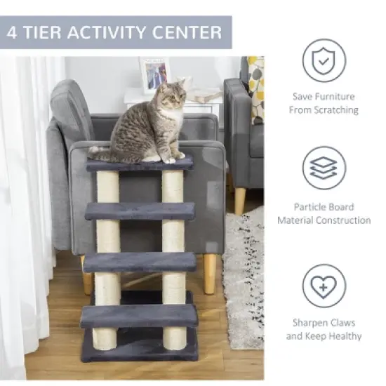 Multipet Cute Stair Shaped Cat Tree with Sisal Scratching Post, Climbing, Playing image {5}