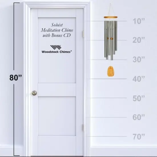 Woodstock Wind Chimes Signature Collection, Woodstock Meditation Chime,  39'' Silver Wind Chime TMS image {3}