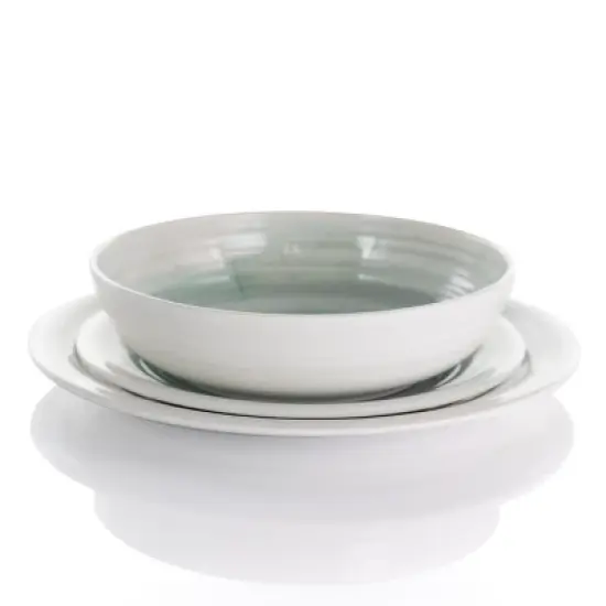 Elama 12 Piece Lightweight Melamine Dinnerware Set in Light Blue image {10}