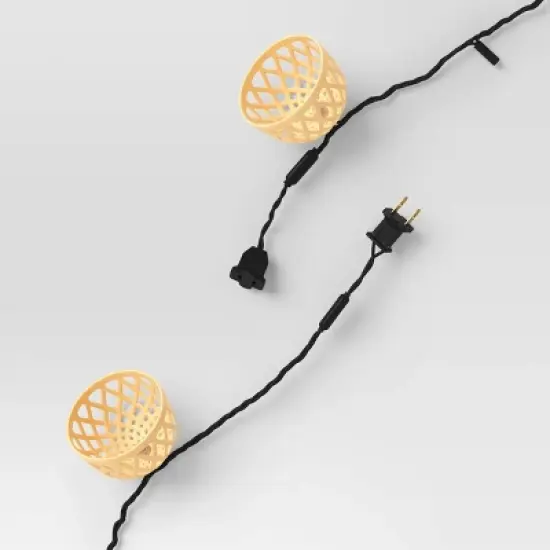 10ct Woven Shaded String Lights with Clear Bulbs - Room Essentials&trade;: LED Lantern, Indoor/Outdoor Use, UL Listed image {3}