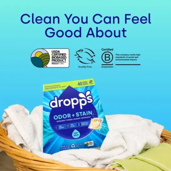 Dropps Laundry Odor & Stain Biobased Detergent Pods - Crisp Breeze - 40ct/12.6oz image {4}