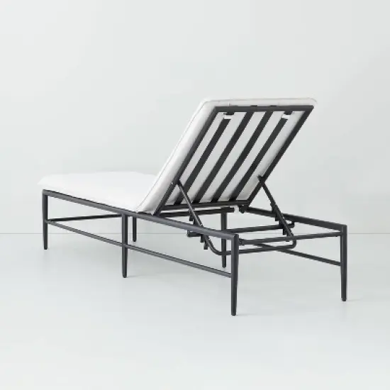 Cushioned Metal Outdoor Chaise Lounge - Cream/Black - Hearth & Hand&trade; with Magnolia image {3}