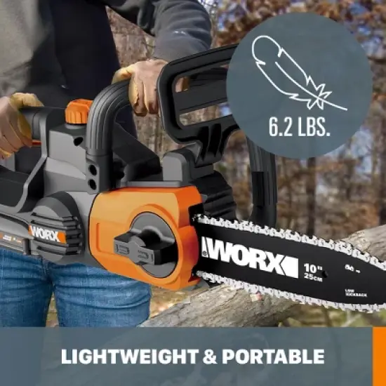 Worx WG322 20V Power Share 10" Cordless Chainsaw with Auto-Tension image {4}