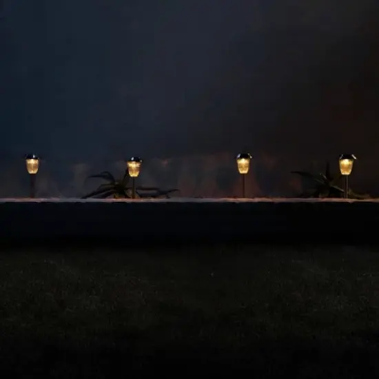 4pk 17" Solar LED Pathway Lights Silver - Alpine Corporation: Waterproof, Energy-Efficient Garden & Lawn Lighting image {1}