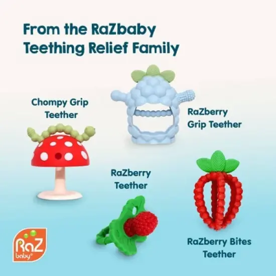 Razbaby Chompy Mushroom Teethers - 2pk - Red/Green image {7}