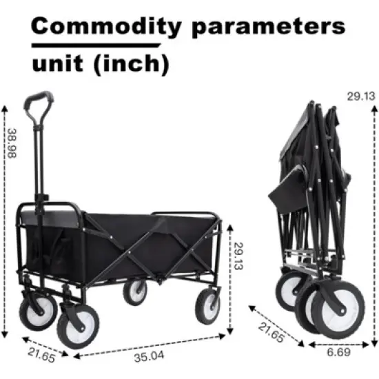 RISOKEYS Collapsible Foldable Beach Wagon Cart with 3pcs Waterproof Liner Bags & Strapping System, 360lbs Capacity,360&deg; All-Terrain Wheels image {2}