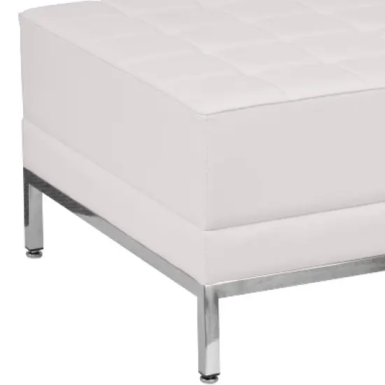 Emma and Oliver Leather Quilted Tufted Living Room/Reception Ottoman image {3}