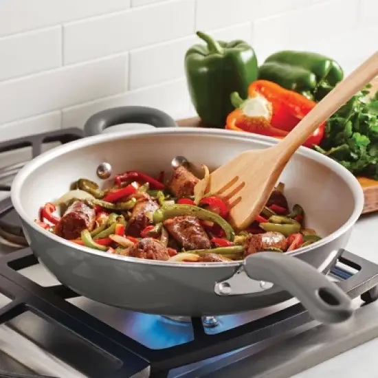 Rachael Ray Create Delicious 12.5" Aluminum Nonstick Deep Skillet Gray image {1}