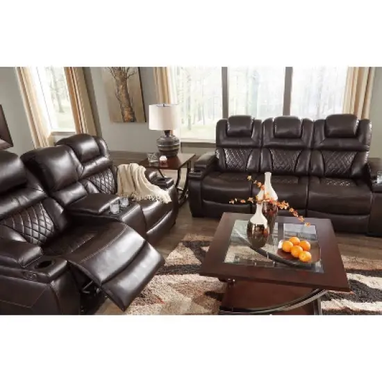 Warnerton Power Recliner Sofa with Adjustable Headrest Chocolate - Signature Design by Ashley image {9}
