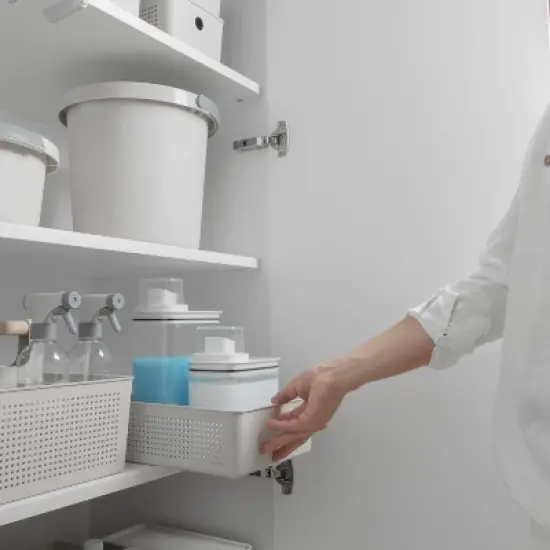 OU Laundry Detergent Dispenser w Measuring Cap 50oz & 77oz, Liquid Laundry Soap & Fabric Softener Dispenser Organizer with Internal Drip Return Lid image {5}