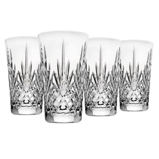 Godinger Silver Set of 4 Dublin Crystal All Purpose Glasses: 12 oz Tumblers, Hand Wash, Dishwasher-Safe, Hot/Cold Beverages image {5}
