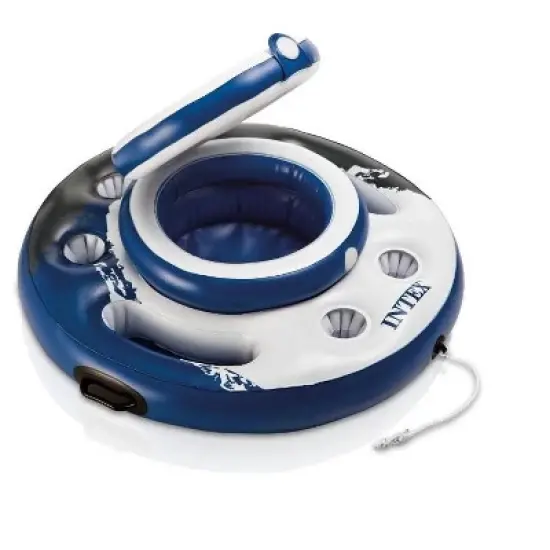 Intex River Run II Inflatable 2 Person Pool Tube Float &  Beverage Cooler Holder image {2}