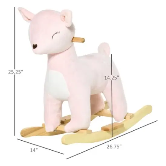TopComfy Baby Bouncer and Rocker Toddler Kid Chair Plush Deer Rocking Horse Toy for Playroom Living Room, Pink, 26.8"*14"*25.3" image {2}