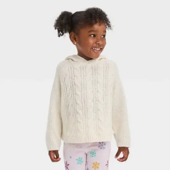 Toddler Girls' Cable Sweater with Hood - Cat & Jack&trade; image {3}