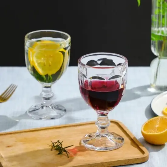 Slickblue Timeless European Glass Goblets - 10.2oz Set of 6, Artistic Embossed Design image {4}