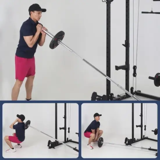 2000LB Power Cage with Dual Pulley System - 5-In-1 Squat Rack, Pull-Up Station & Dip Bars | Space-Saving Home Gym image {3}