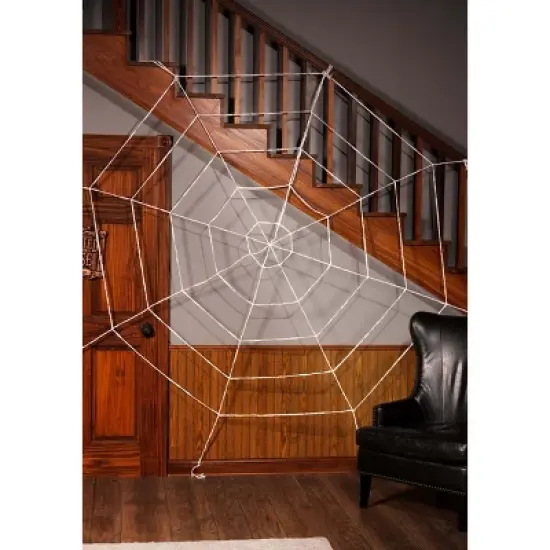 HalloweenCostumes.com One Size Fits Most Purple Light-Up Spider Web Decoration, Glowing Halloween Web Decor, Purple/White image {3}