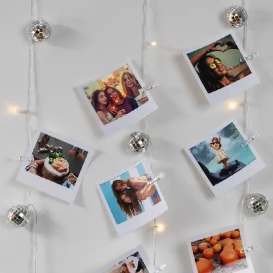 West & Arrow Disco Ball Curtain Light with Photo Clips Battery Powered image {2}