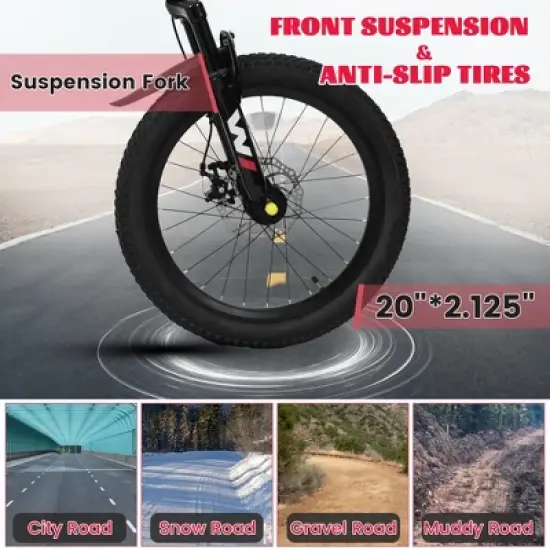 Gulches Kids Bike for 5-10 Years (4'-4'7" Rider), 20"&times;2.125" Tires, 7-Speed Thumb Shifters, Front Disc Brake, 85% Pre-Assembled image {2}