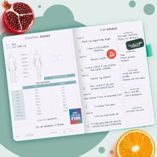 Undated Wellness Planner 6 Months Weekly/Daily 8"x5.5" Turquoise - Clever Fox image {2}