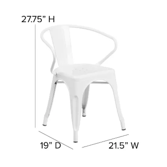 Emma and Oliver Commercial Grade Colorful Metal Indoor-Outdoor Chair with Arms image {3}