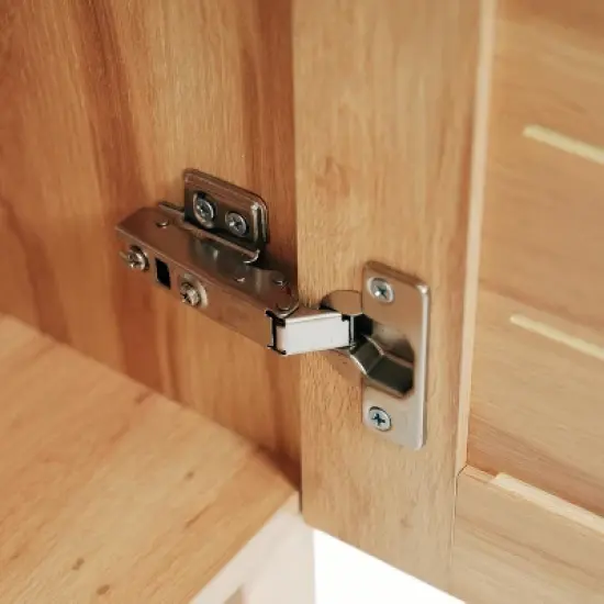 Christopher Knight Home Ramona 30" Mid-Century Modern Bathroom Vanity with Ceramic Sink, Antique Natural image {8}