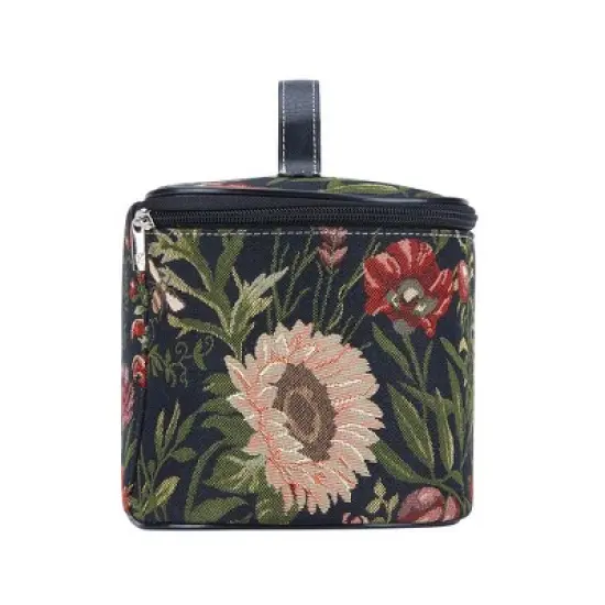 Signare USA Morning Garden Black Floral Toiletry Vanity Bag image {7}