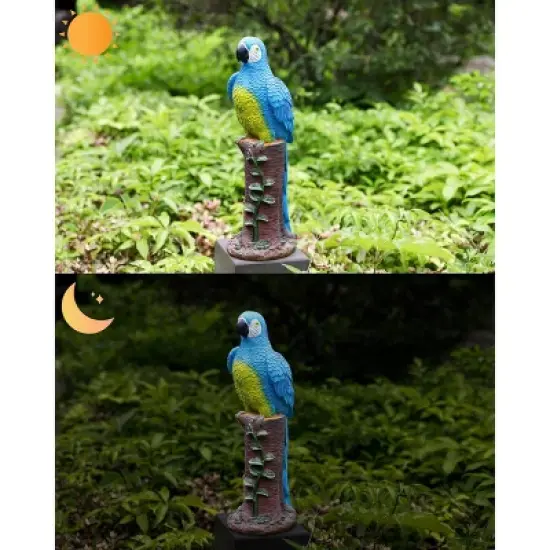 Techko Maid Parrot Blue Solar Outdoor Garden Statue Decor with Spotlight image {11}