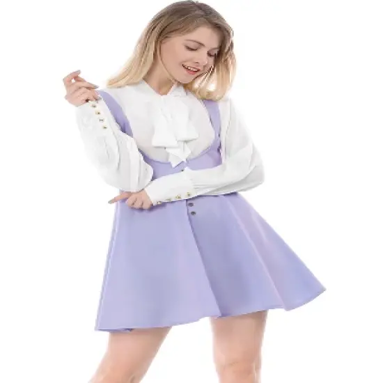 Allegra K Women's Button Overalls Pinafore Suspenders Skirt image {6}