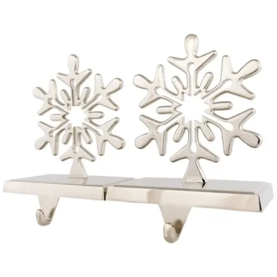 Northlight Set of 2 Solid Silver Snowflake Cutout Christmas Metal Stocking Holders 6.5" image {3}