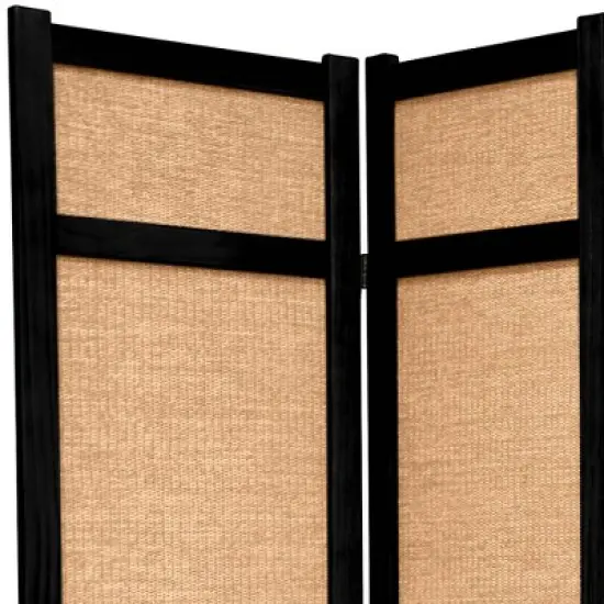 6 ft. Tall Jute Shoji Screen - Black (6 Panels) image {2}
